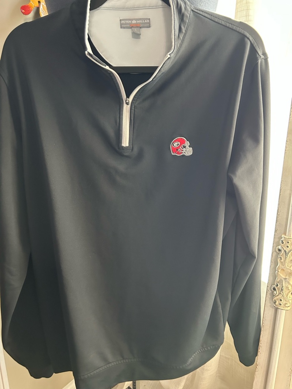 Peter Millar Georgia Helmet Perth Performance Quarter Zip Black Large